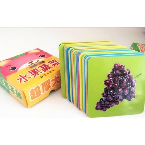 44PCS Baby Card Books Montessori Early Children Reading Toys Picture&Vegetables&Fruits Paper Cards Educational Toys For Children