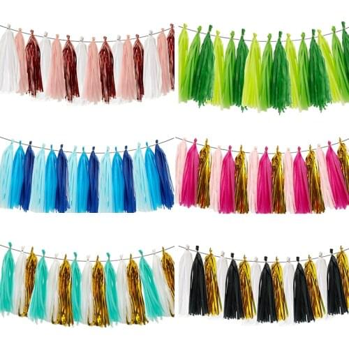 5Pcs/Packs DIY Tissue Paper Tassel Garlands Baby Shower Kids Girls Wedding Unicorn Birthday Party Decoration Supplies