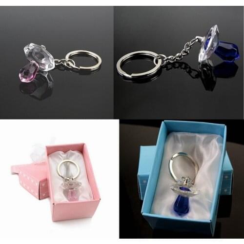 50PCS Crystal Pacifier Keychain in Gift Box Birthday Christening Gift Baby Shower Favors