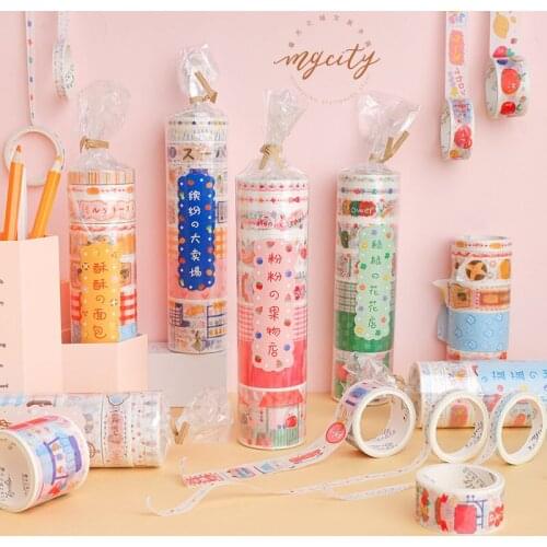 8PCS/SET Kawaii Cute Flower Fruit Washi Tape Set Stickers Scrapbooking Masking Tape School Office Supplies Bullet Journal sl2540