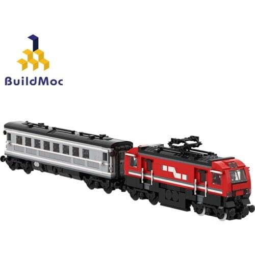 Buildmoc City Passenger Train Technical Motor Locomotive Building Blocks Red Christmas Trains Bricks Children Toys for boys Gift