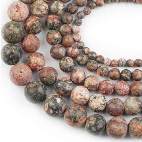 HGKLBB Red Leopard Natural Stone Round Spacer Loose beads For Jewelry making DIY Bracelet necklace Accessories 4/6/8/10/12MM
