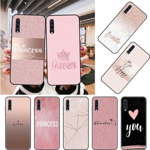 Phone Case For Samsung Galaxy A 50 51 71 70 80 7 5 10 40 20 30 41 21 S E Black Cover Bumper Soft Pink Princess Love Queen