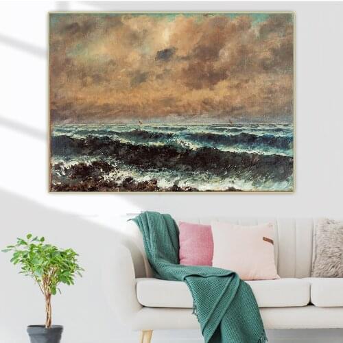 Citon Gustave Courbet《Autumn Sea》Canvas Art Oil Painting Artwork Poster Picture Backdrop Wall Decor Home Living room Decoration