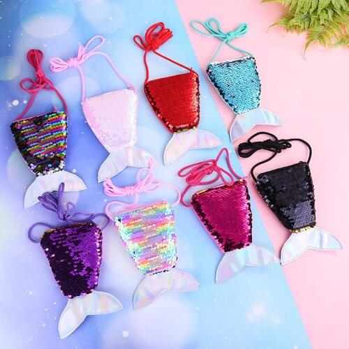 HUISHI Crossbody Bags Paillette Mermaid Tail Sequins Coin Purse For Children Girls Crossbody Bags Money Card Holder Wallet Kids