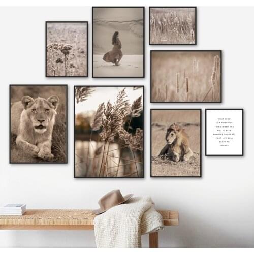 Dead Grass Girl Desert Lion Reed Quote Wall Art Canvas Painting Nordic Posters And Prints Wall Pictures For Living Room Decor