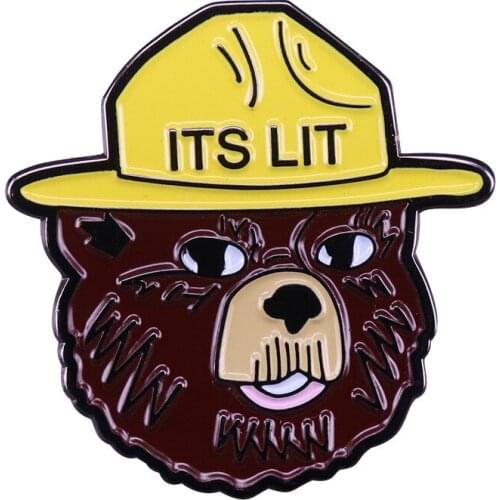 Its Lit Hard Enamel Pins Cute Animal Bear Brooches Women Men Lapel Badges Backpack Collar Fashion Jewelry Gifts For Kids Friend