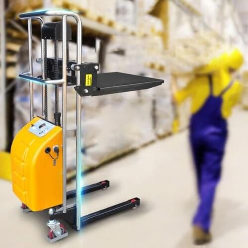 1.3m Height Electric Hand Stacker 400kg Lightweight Walk Forklift Truck Pallet Stacker Semi-Automatic Elevating Vehicle