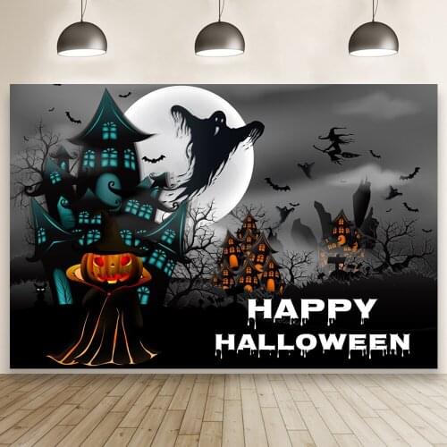 Halloween Backdrop Tombstone Castle Pumpkin Lantern Moon Baby Birthday Photography Background For Photo Studio Photophone
