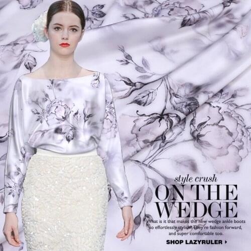 Customized Summer silk stretch satin mulberry silk 19 Mm digital inkjet printing silk clothing cheongsam skirt fabric