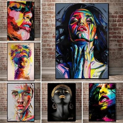 Colorful Woman Abstract Figure Canvas Painting Printing Posters Pictures Wall Art Bedroom Living Room Home Decoration Cuadros