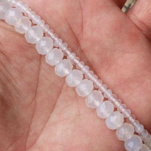 Mini. order is $7! 2x4mm 5x8mm Faceted White Agates Rondelle Abacus Jewelry Making Beads Strand 15"