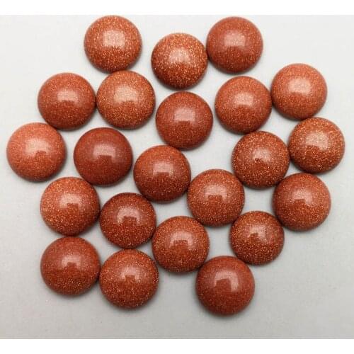 Fashion 2018 gold sand round CAB Cabochon no hole charm 12mm Nature Stone beads for jewelry making Wholesale 50pcs/lot