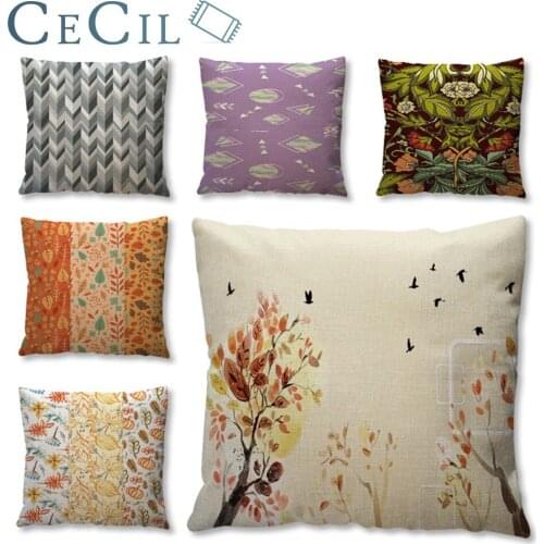 Cecil Trees Leaves Print Pillow Cushion Cover 45*45cm Comfortable Home Sofa Car Pillow Case Car Lumbar Pillowcase Decorative