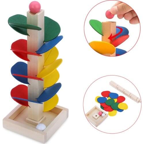 Hot New Wooden Rolling Ball Pile Tower Puzzle Babys Toys Rattles Spin Track Montessori Educational Newborn Toys For Kids Hobbies