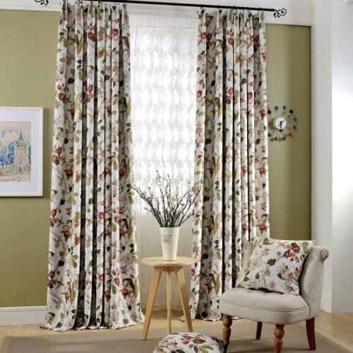 New! High-precision woven blackout curtains pastoral style printing living room balcony blackout curtains