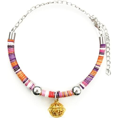 Personalized Cat Collar with Bell Adjustable Cat Necklace Pet Rabbit Collar for Cats Small Dog with Iron Chain Cat Accessories