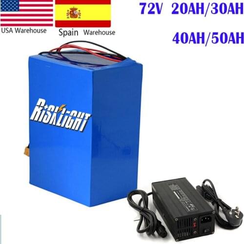 72V 50AH Ebike Battery with Charger and 50A BMS Protection Lithium Battery 72 volt Electric Bike For 3500W 3000W 2000W motor