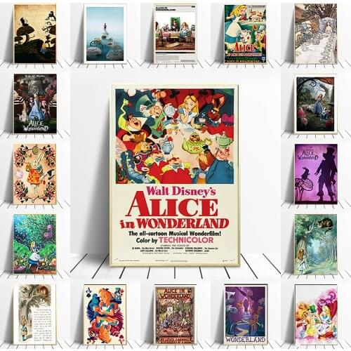 Alice in Wonderland Movie Art Retro Posters and Prints Wall Canvas Painting Nordic Living Room Home Decor Frameless Picture