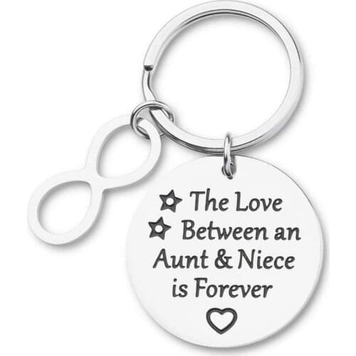 Mothers Day Gifts Aunt Gift Keychain Key Ring from Niece Family Gifts for Her Women The Love Between Aunt and Niece is Forever