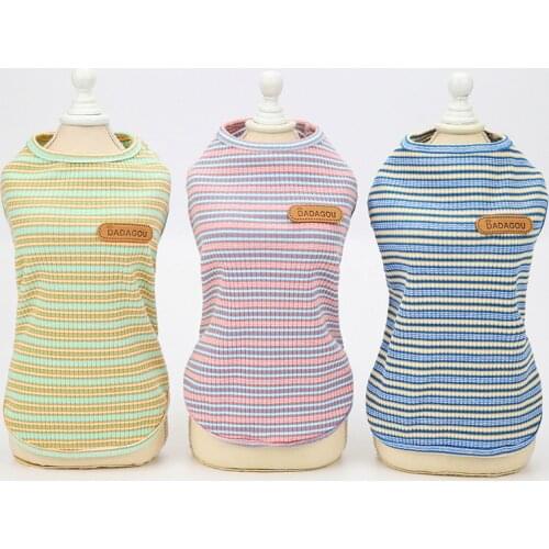 Striped Cotton Summer Dog Shirts Soft Cooling Thin Cat Vest Puppy T-shirt for Small Medium Large Dog Girl Pet York Dog Clothes