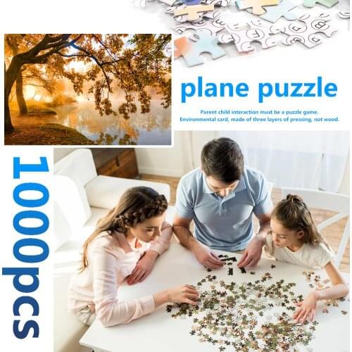 Portable Puzzle DIY Paper Jigsaw Autumn Morning Assembling Landscape Picture Toys for Children Early Learning Supplies