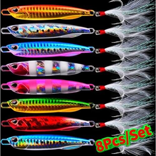 8 Pcs/Set Jigging Lure lot bait Fishing Lures Metal Spinner Spoon Fish Bait Jigs Japan Fishing Tackle Pesca Bass Tuna Trout Hot