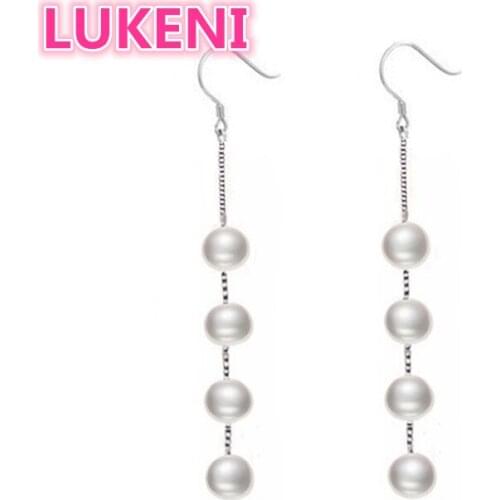 Luxury Sexy 925 sterling silver real Natural pearl earrings fashion Long tassel Earrings Fashion jewelry for women Free shipping