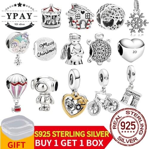 925 Sterling Silver Beads Tree of Life Ocean Coffee Bee Hot Air Balloon Christmas Charm Fit Charm Bracelet DIY Jewelry
