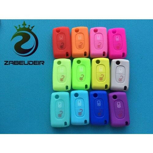 2 Button Silicone Case For Citroen C4 C5 C3 C2 C4L Xsara Picasso For Peugeot 208 207 308 RCZ 408 407 307 206 Car Flip Key Cover