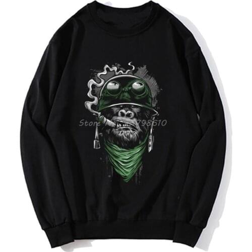Biker Hoodie Gorilla Monkey Motorcycle Chopper Bobber Old School MenS Men New Cotton Print Plain Hoodies sweater streetwear