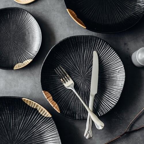 Japanese Phnom Penh home plate dish bowl breakfast plate creative ceramic noodle bowl fruit deep plate salad bow