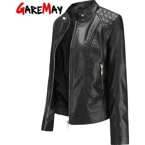 Garemay Faux Leather Jacket Women Long Sleeve Pu Autumn Winter Female 2020 Plus Size Short Leather Jacket for Women