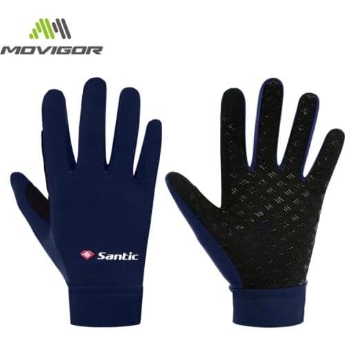 Santic 2020 Winter Cycling Gloves Men Black Gel Warm Full Finger with Touch Function Shockproof Keep Warm Asian size W0P079