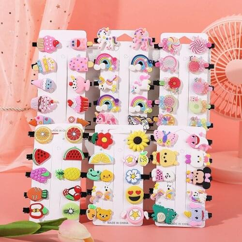 20pcs/set New Cute Girls Colorful Cartoon Hairpins Harmless Soft Rubber Hair Ornament Barrettes Fashion Hair Accessories