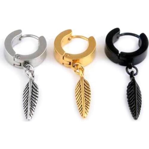 1Pc Punk Men Feather Pendant Stainless Steel studs Earring Party Jewelry Gift new