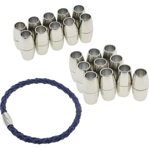 20 Set Barrel Magnetic Clasp for Leather Bracelet Kumihimo Findings 4mm 5mm