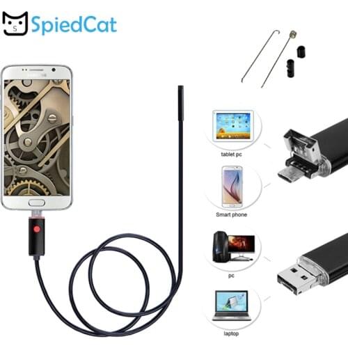 2in1 MicroUSB Waterproof Endoscope 5.5mm mini Lens 1/2/5M Soft Cable Borescope Snake Inspection Video Camera for Android PC