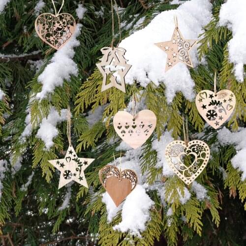 3pcs DIY Christmas Wooden Hanging Ornaments Birch Board Plywood Excellent Durable Nordic Style Window Decorations