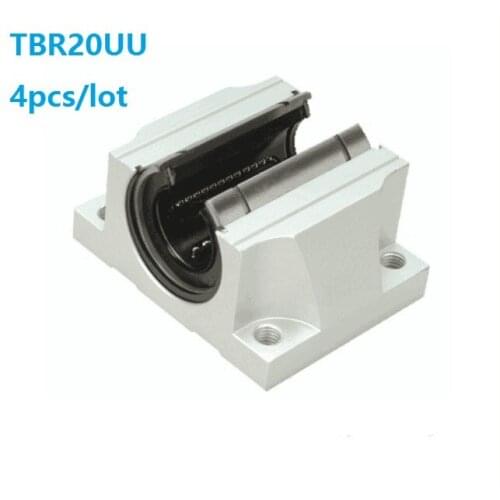 4pcs/lot TBR20UU 20mm Linear Ball Bearing Support Block CNC Router for 3D printer parts linear rail