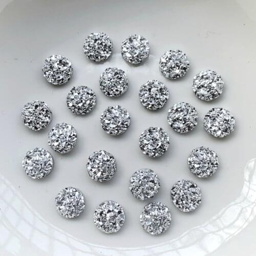8mm&10mm&12mm Round Resin Bling Convex Mineral Surface Flatback Rhinestone Buttons Ornaments DIY Wedding Appliques Craft -HA55