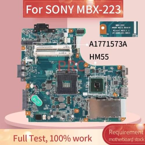 A1771573A For SONY VPCEB MBX-223 M960 Notebook Mainboard 1P-009CJ01-6011 HM55 DDR3 Laptop Motherboard