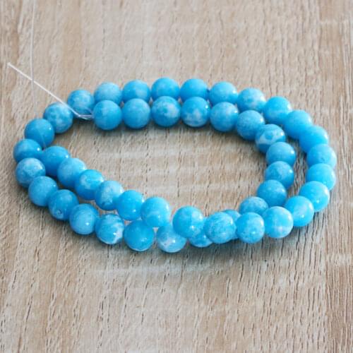 AAA+ Natural 6mm 8mm 10mm Blue Beads Stone High Quality Glaze Crystal Round Gem For Men Women Make DIY Bracelet Necklace Jewelry