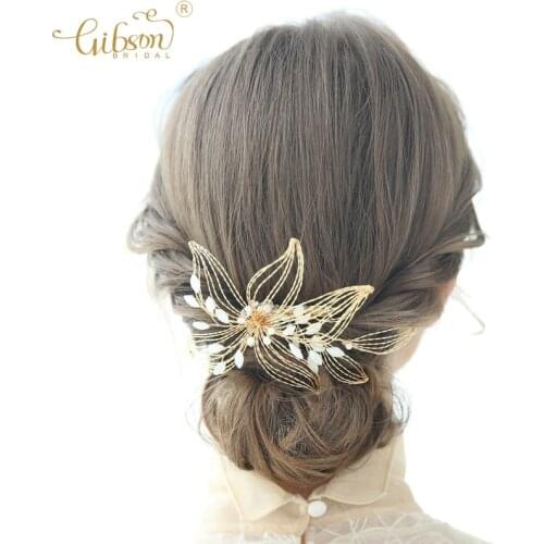 Boho Style Hair Comb Gold Copper Wire Freshwater Pearl Bridal Hair Accessories Headpiece Jewelry Wedding Side Comb