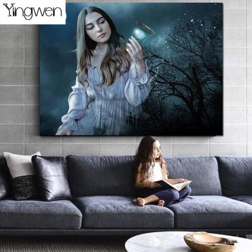 5D DIY Diamond Painting Moon Gothic Girl Full Square Round Drill Diamond Embroidery Fantasy Women Handicraft Home Decor Gift