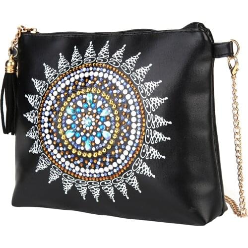 Shaped Diamond 5D DIY Diamond Painting Art Datura Flower Leather Crossbody Chain Bags DIY Diamond Embroidery Bag Wallet Pouch