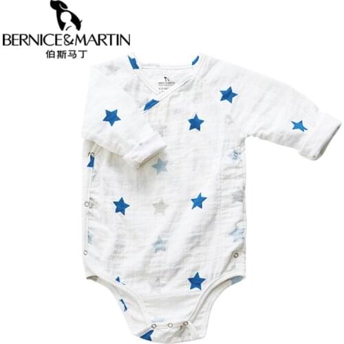 BERNICE & MARTIN 1 Pieces Muslin 100% Cotton Long Sleeve Triang Winter Clothes Jumpsuit Baby Clothes Star Onesie Costume