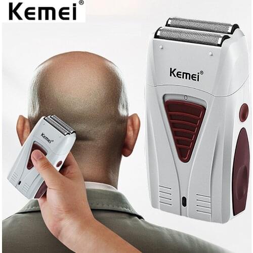 Kemei 3382 Barber Finish Electric Shaver for Men USB Cordless Rechargeable Beard Razor Reciprocating Foil Mesh Shaving Machine
