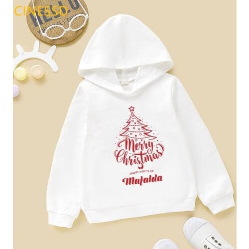 Mafalda Christmas Print Long Sleeve Tops Kids Funny Graphic Casual Comfortable Girl Sweatshirt Cartoon Child Hoodie Streetwear