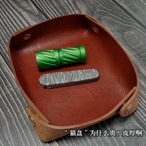 EDC Hand Made First Top Layer Cowhide Vegetable Tanned Leather Plate Sheath Portable Storage Multifunction Tools